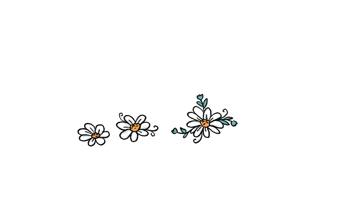 Bügelbild 3 kleine Blumen