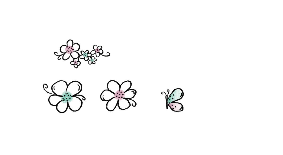 Bügelbild Blumen mit Schmetterling