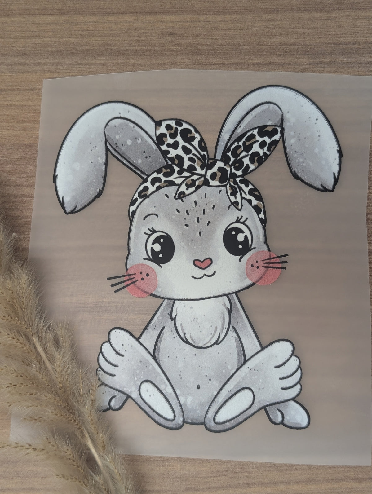Häschen Bügelbild mit Schleife